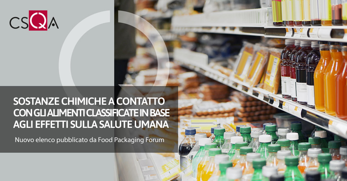 Sostanze chimiche a contatto con gli alimenti classificate in base agli effetti sulla salute umana