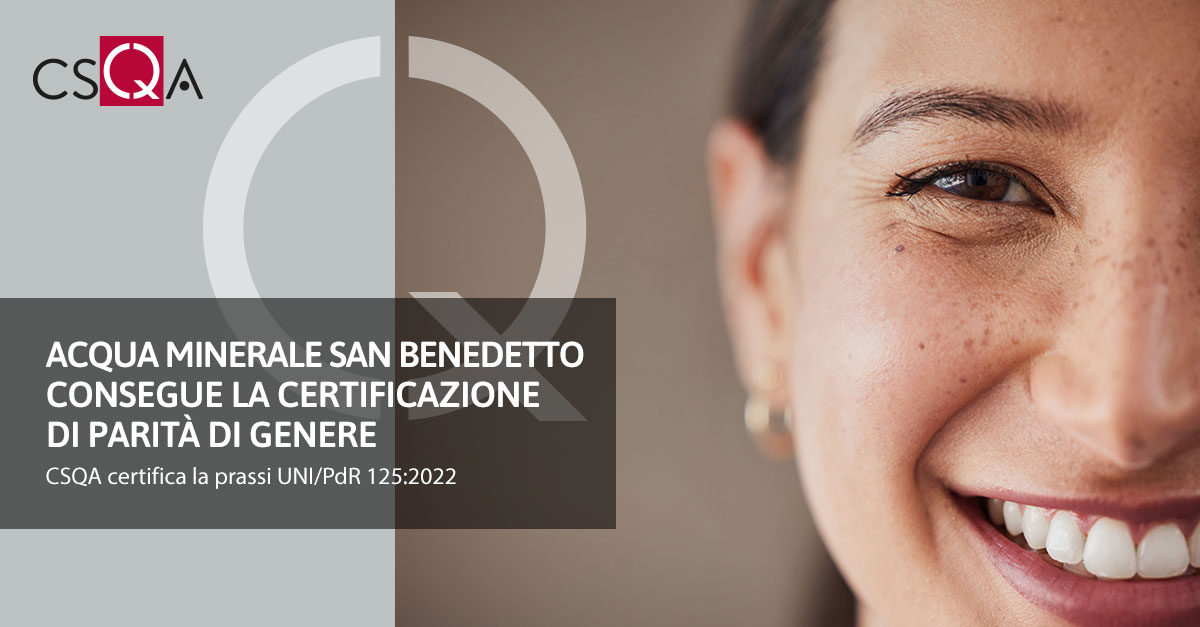 Acqua Minerale San Benedetto consegue la certificazione di Parità di Genere