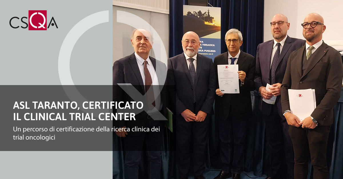 ASL Taranto, certificato il Clinical Trial Center