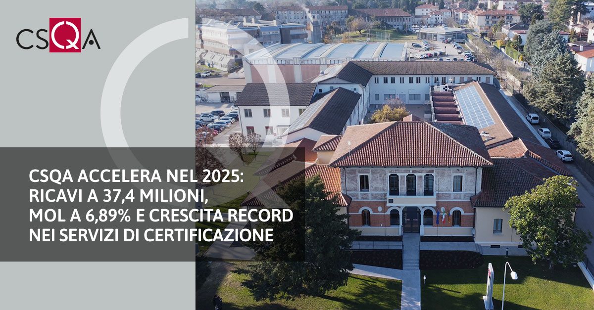 CSQA accelerates in 2025: revenues of €37.4 million, EBITDA of 6.89%, and record growth in certification services.