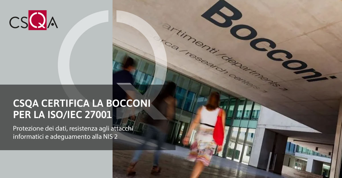 CSQA certifica la Bocconi per la ISO/IEC 27001